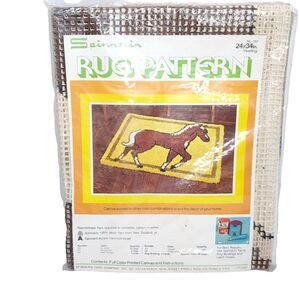 Vintage NEW Spinnerin Latch Hook Rug Printed Pattern Canvas Horse Yearling Pony